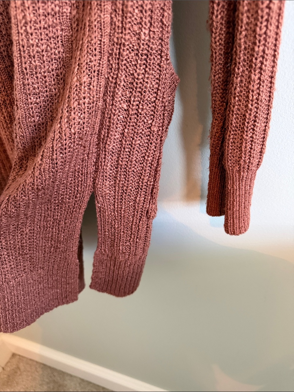 Open-Front Longline Knit Cardigan - Rust - Picture 6 of 6